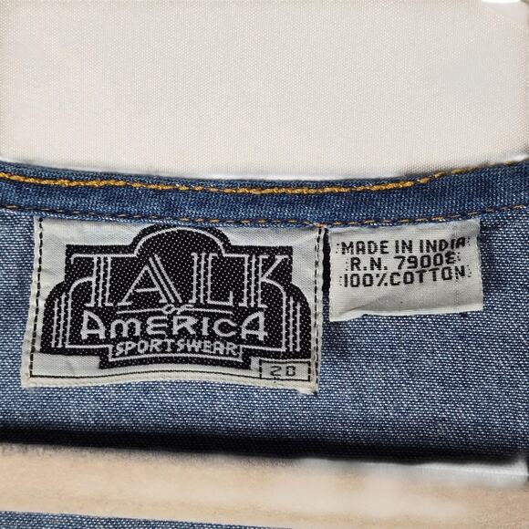 Vintage Denim Dress Womens 20 Noahs Ark Embroidered Jumper Talk America Modest - Picture 4 of 7